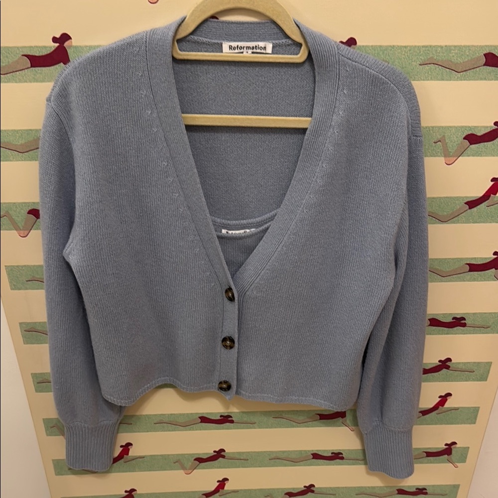 Reformation Slate Blue Cardigan Set - Picture 3 of 4